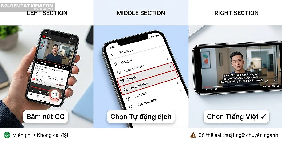Dịch video sang tiếng việt bằng youtube